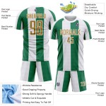 Sublimatie Oud Aangepast Jersey Goud-Kelly Uniform Voetbal Wit Groen Sublimatie Oud Aangepast Jersey Goud-Kelly Uniform Voetbal Wit Groen