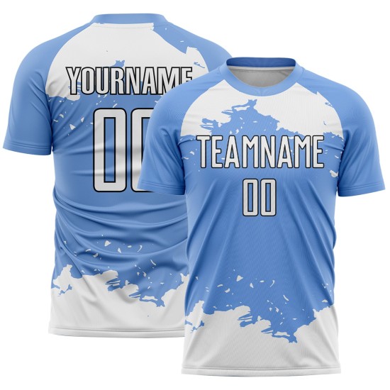 Blauw Wit-Zwart Sublimatie Jersey Aangepast Fragment Abstract Voetbal Licht Uniform Kunst Blauw Wit-Zwart Sublimatie Jersey Aangepast Fragment Abstract Voetbal Licht Uniform Kunst