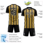 Voetbaluniform op maat, oude jerseylijn, goud-wit, sublimatie, zwart