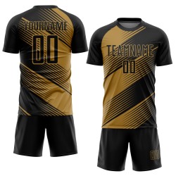Aangepast uniform gouden voetbal oud shirt sublimatie zwart Aangepast uniform gouden voetbal oud shirt sublimatie zwart