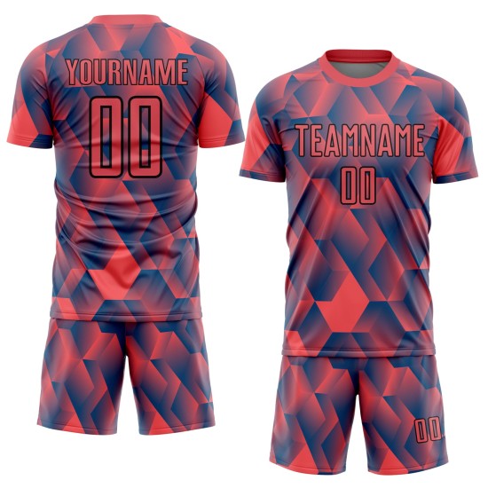 Sublimatie Rode Vormen Uniform Jersey Geometrisch Zwart Vuur Voetbal Aangepast Sublimatie Rode Vormen Uniform Jersey Geometrisch Zwart Vuur Voetbal Aangepast