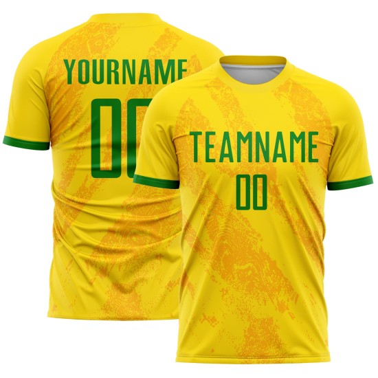 Sublimatie Custom Gras Groen Uniform Goud Jersey Voetbal Sublimatie Custom Gras Groen Uniform Goud Jersey Voetbal
