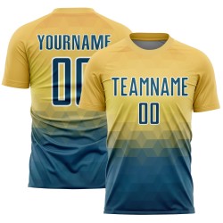 Voetbal Geel US Navy Driehoek Geometrisch Blauw-Wit Aangepast Jersey Sublimatie Uniform