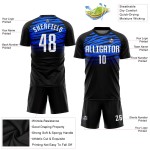 Wit-koninklijk uniform shirt zwart sublimatie voetbal op maat