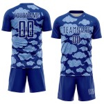 Uniform Sublimatie Patroon Wolken Voetbal Jersey Koninklijk Wit Aangepast