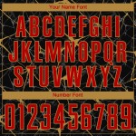 Sublimatie Zwart Jersey Aangepast Uniform Voetbal Goud Rood-Oud