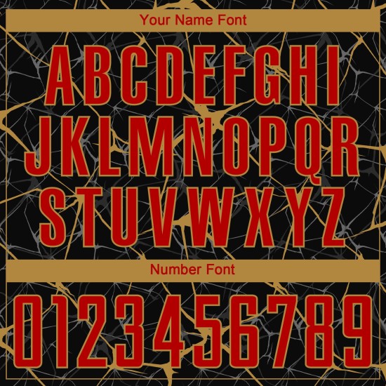 Sublimatie Zwart Jersey Aangepast Uniform Voetbal Goud Rood-Oud