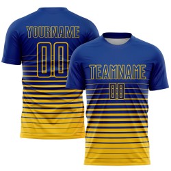 Royal Custom Fade Sublimatie Mode Geel Jersey Pinstripe Uniform Voetbal