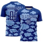 Uniform Sublimatie Patroon Wolken Voetbal Jersey Koninklijk Wit Aangepast