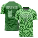 Voetbal Neon Sublimatie Jersey Kelly Groen Aangepast Uniform Groen-Wit Voetbal Neon Sublimatie Jersey Kelly Groen Aangepast Uniform Groen-Wit