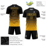 Jersey Fade Fashion Voetbaluniform Aangepaste Krijtstreep Sublimatie Goud Zwart