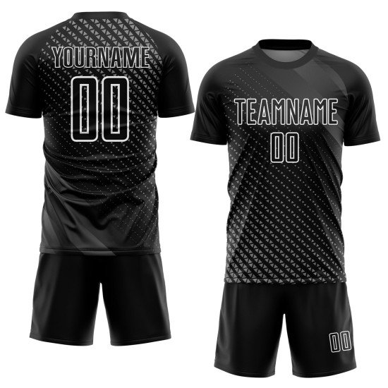 Vormen Aangepaste Geometrische Sublimatie Uniform Voetbalshirt Zwart Wit Vormen Aangepaste Geometrische Sublimatie Uniform Voetbalshirt Zwart Wit