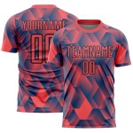 Sublimatie Rode Vormen Uniform Jersey Geometrisch Zwart Vuur Voetbal Aangepast Sublimatie Rode Vormen Uniform Jersey Geometrisch Zwart Vuur Voetbal Aangepast