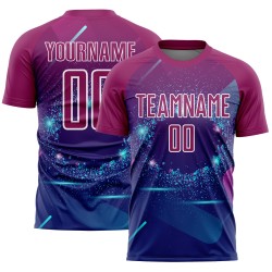 Sterren Voetbaluniform Lijnen Paars-Wit Aangepast Sublimatie Jersey Koninklijk En