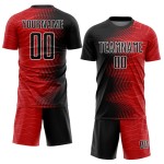 Sublimatie Zwart-Wit Gradiënt Jersey Voetbal Rood Aangepast Uniform Pijl Sublimatie Zwart-Wit Gradiënt Jersey Voetbal Rood Aangepast Uniform Pijl