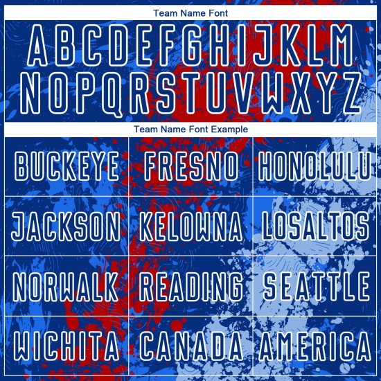 Blauw shirt druipend koninklijk sublimatie-uniform op maat gemaakte spetters rood licht kunst voetbal