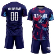 Blauw Wit-Licht Jersey Sublimatie Voetbal Marine Uniform Aangepast Blauw Wit-Licht Jersey Sublimatie Voetbal Marine Uniform Aangepast