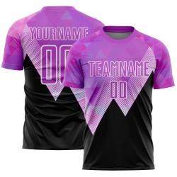 Voetbal Paars Patroon Zwart-Wit Aangepast Jersey Uniform Sublimatie Geometrisch