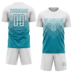 Teal Uniform Sublimatie Voetbalshirt Wit Aangepast Teal Uniform Sublimatie Voetbalshirt Wit Aangepast