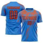 Poederuniform Blauw Jersey Aangepast Oranje-Marineblauw Sublimatie Voetbal