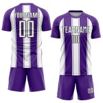 Aangepast wit-zwart uniform sublimatie voetbalshirt paarse lijn