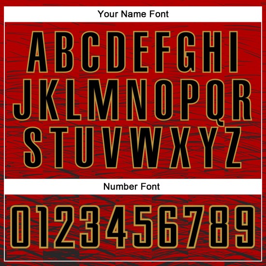 Jersey Uniform Rood Custom Sublimatie Goud Voetbal Zwart-Oud Jersey Uniform Rood Custom Sublimatie Goud Voetbal Zwart-Oud