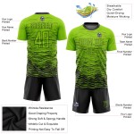 Uniform Voetbal Neon Groen Sublimatie Aangepast Zwart Jersey
