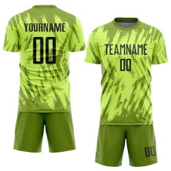 Jersey Groen Zwart-Olijf Custom Neon Voetbaluniform Sublimatie Jersey Groen Zwart-Olijf Custom Neon Voetbaluniform Sublimatie