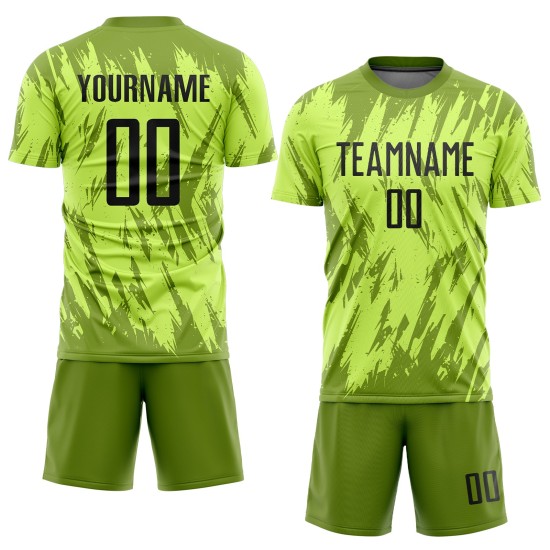 Jersey Groen Zwart-Olijf Custom Neon Voetbaluniform Sublimatie Jersey Groen Zwart-Olijf Custom Neon Voetbaluniform Sublimatie