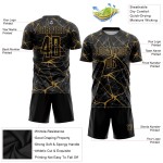 Oud uniform zwart shirt gouden voetbal aangepaste sublimatie