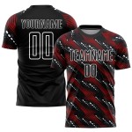 Jersey Sublimatie Rood-Wit Aangepast Uniform Zwarte Voetbal Jersey Sublimatie Rood-Wit Aangepast Uniform Zwarte Voetbal