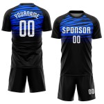 Wit-koninklijk uniform shirt zwart sublimatie voetbal op maat