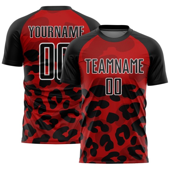 Animal Soccer Custom Jersey Zwart-Wit Sublimatie Rood Print Uniform Animal Soccer Custom Jersey Zwart-Wit Sublimatie Rood Print Uniform