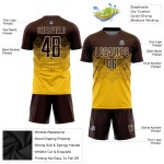 Sublimatie voetbal uniform goud shirt bruin-crème