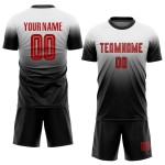 Mode Wit Uniform Voetbal Rood-Zwart Vervaagd Aangepast Jersey Sublimatie Mode Wit Uniform Voetbal Rood-Zwart Vervaagd Aangepast Jersey Sublimatie
