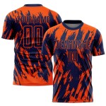 Sublimatie Marineblauw Voetbal Oranje Aangepast Uniform Jersey