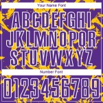 Goud-wit vloeibaar voetbal sublimatie aangepast uniform shirt abstract paars Goud-wit vloeibaar voetbal sublimatie aangepast uniform shirt abstract paars