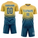 Voetbal Geel US Navy Driehoek Geometrisch Blauw-Wit Aangepast Jersey Sublimatie Uniform Voetbal Geel US Navy Driehoek Geometrisch Blauw-Wit Aangepast Jersey Sublimatie Uniform