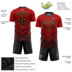 Jersey Uniform Rood Custom Sublimatie Goud Voetbal Zwart-Oud Jersey Uniform Rood Custom Sublimatie Goud Voetbal Zwart-Oud