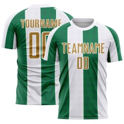 Sublimatie Oud Aangepast Jersey Goud-Kelly Uniform Voetbal Wit Groen