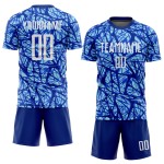 Voetbal Wit-Licht Koninklijk Sublimatie Jersey Uniform Blauw Aangepast Voetbal Wit-Licht Koninklijk Sublimatie Jersey Uniform Blauw Aangepast
