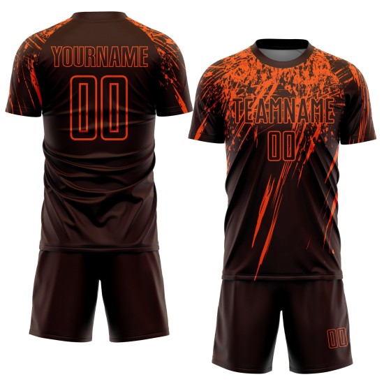 Voetbalshirt Oranje Sublimatie Uniform Aangepast Bruin