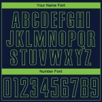 Marineblauw shirt op maat gemaakt groen uniform voetbal sublimatie neon