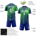 Groen Neon Aangepast Wit-Koninklijk Sublimatie Uniform Jersey Voetbal Groen Neon Aangepast Wit-Koninklijk Sublimatie Uniform Jersey Voetbal