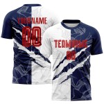 Rood-marineblauw shirt sublimatie graffiti patroon aangepast kras uniform voetbal