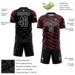 Jersey Sublimatie Rood-Wit Aangepast Uniform Zwarte Voetbal Jersey Sublimatie Rood-Wit Aangepast Uniform Zwarte Voetbal