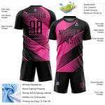 Voetbalshirt op maat met sublimatielijn, zwart en roze uniform