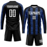 Sublimatie Wit-Koninklijk Aangepast Jersey Zwart Uniform Voetbal Sublimatie Wit-Koninklijk Aangepast Jersey Zwart Uniform Voetbal