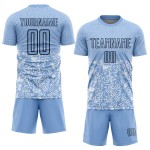 Blauwzwarte geometrische aangepaste licht jerseyvormen uniform voetbal sublimatie Blauwzwarte geometrische aangepaste licht jerseyvormen uniform voetbal sublimatie