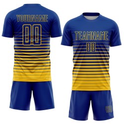 Royal Custom Fade Sublimatie Mode Geel Jersey Pinstripe Uniform Voetbal